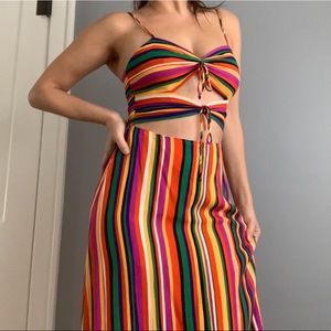 Front tie vibrant maxi sundress